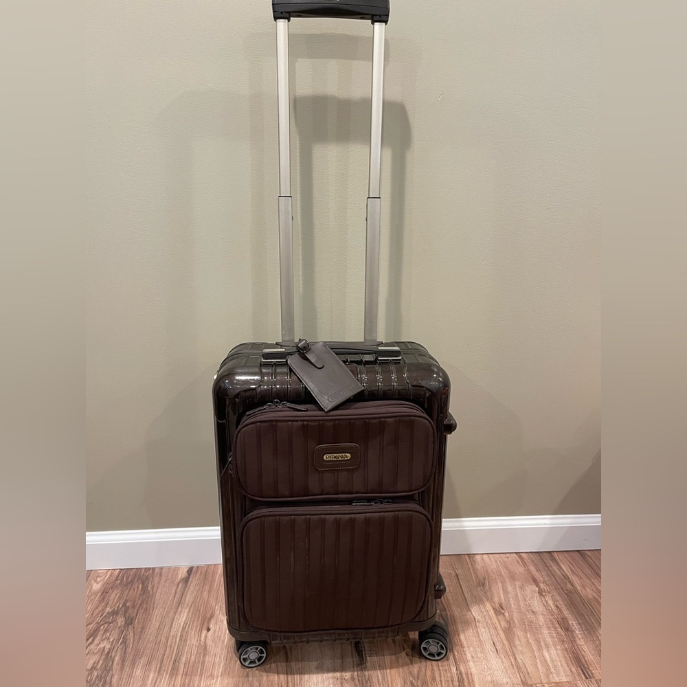 RIMOWA Used Chocolate Brown Suitcase with Front Pouch
